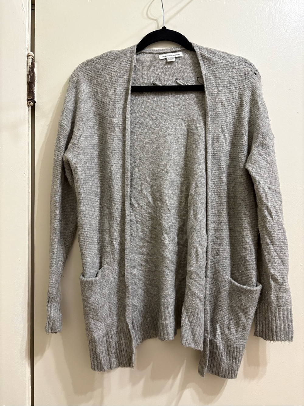 American Eagle Outfitters Light Gray Open-Front Cardigan